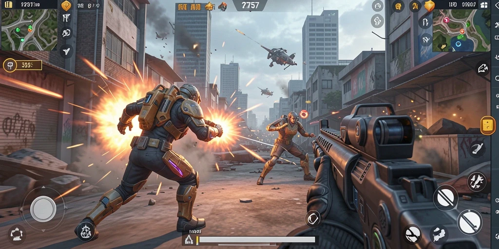 Gameplay intens dalam pertempuran TPS yang menegangkan.