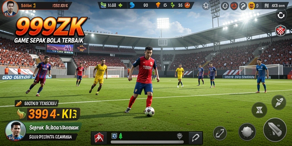 Tampilan gameplay seru 999ZK dengan aksi sepak bola menegangkan.