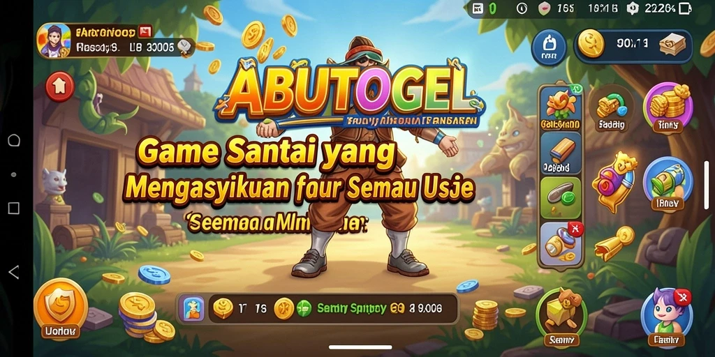 Tampilan gameplay menarik dari ABUTOGEL dengan karakter lucu.