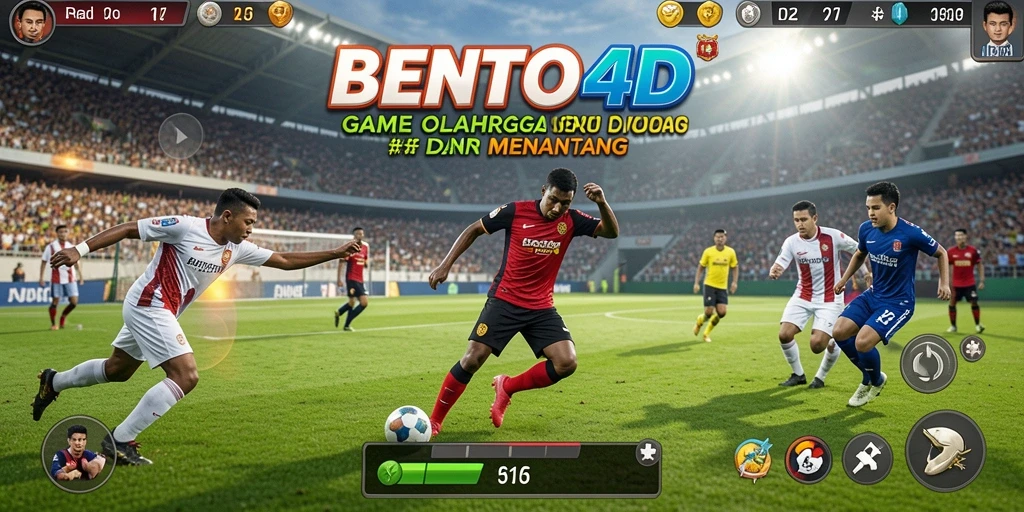 Screenshot dari gameplay BENTO4D yang menampilkan aksi olahraga yang intens.