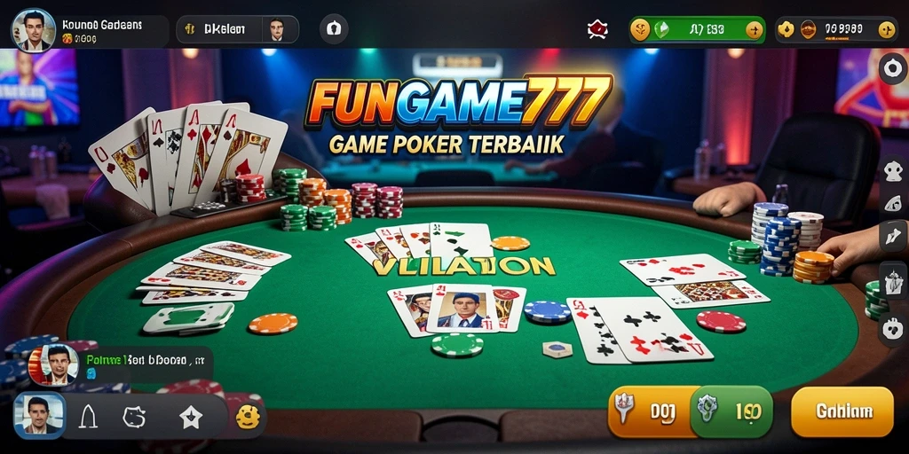 Tampilan gameplay Poker FUNGAME777 yang menegangkan dan interaktif.