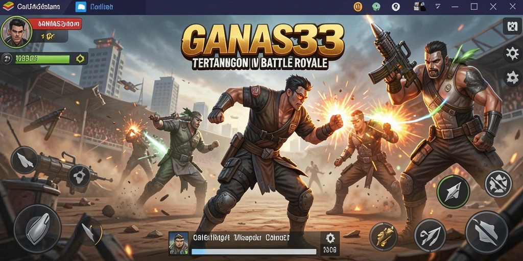 Screenshot aksi mendebarkan dalam gameplay Battle Royale GANAS33.