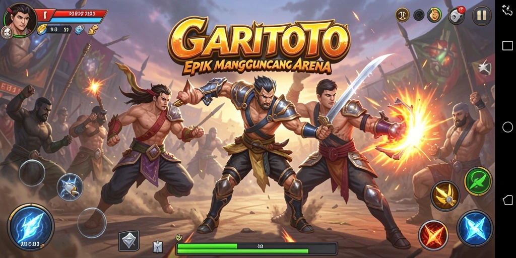 Gameplay GARITOTO yang penuh aksi dan seru di arena pertarungan.