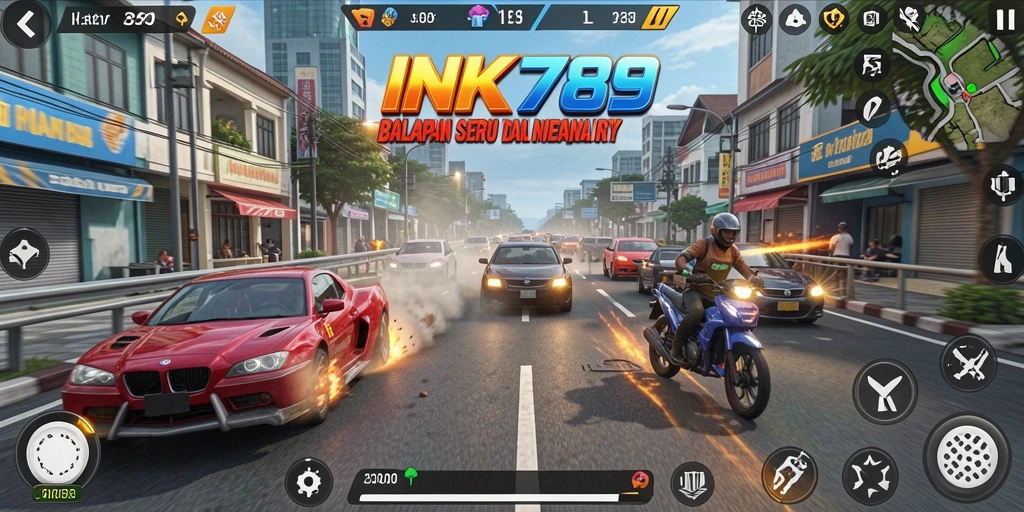 Tampilan gameplay balapan yang seru dan mendebarkan di INK789.