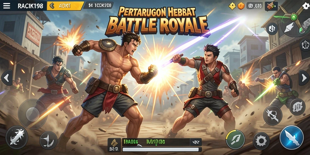 Gameplay intens dan seru dalam RACIK198 Battle Royale.