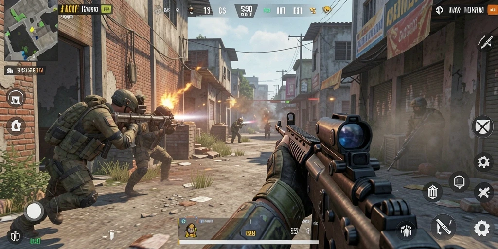 Screenshot gameplay S80 menunjukkan aksi intens dan grafis menawan.