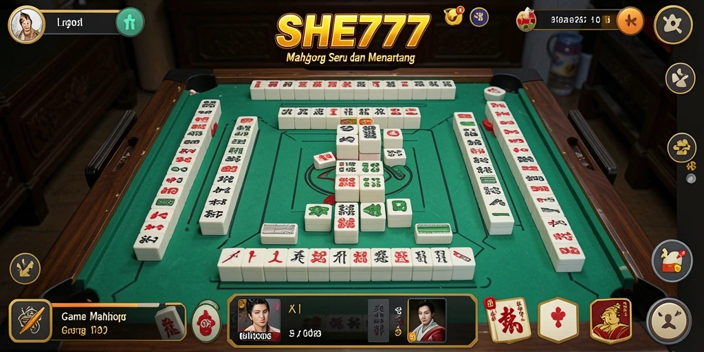Tampilan gameplay Mahjong yang seru dan menantang di SHE777.
