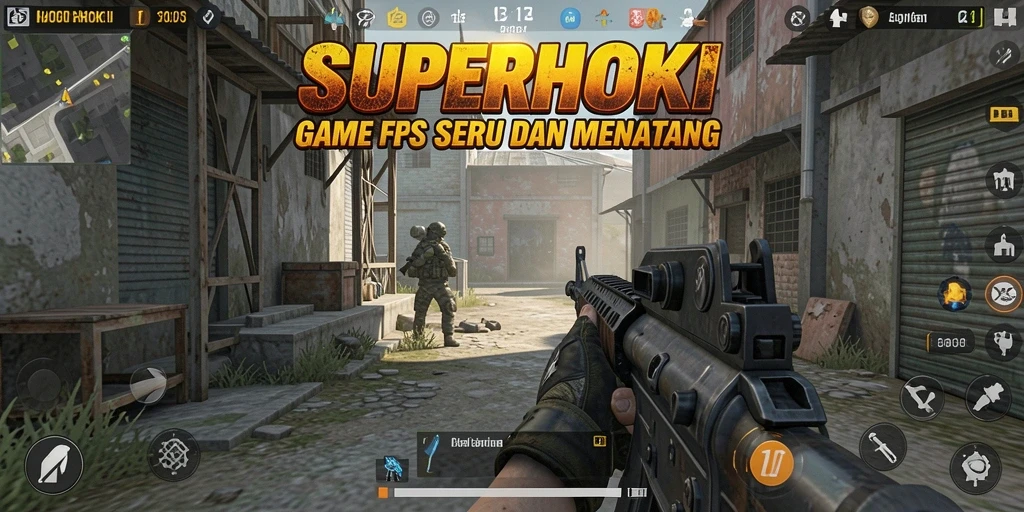 Screenshot gameplay menampilkan aksi tembak-menembak yang mendebarkan di SUPERHOKI.