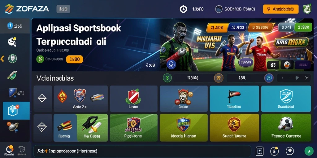 Tampilan utama gameplay aplikasi Sportsbook ZOFAZA yang menarik.